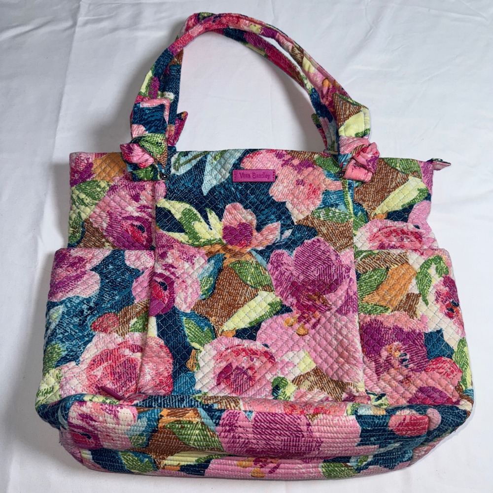 NWT Vera Bradley Hadley Tote Superbloom Floral Quilted Cotton Shoulder Bag $98 - Picture 4 of 10
